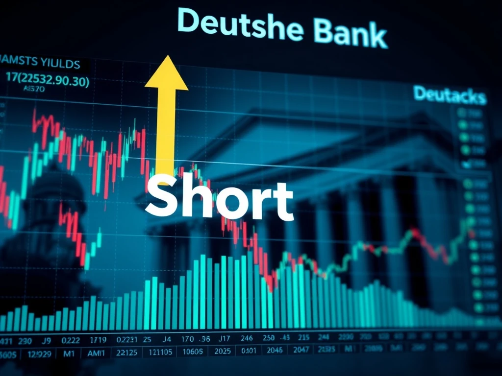 Charts depicting a downward trend for 10-year Treasury yields, illustrating Deutsche Bank's short recommendation.