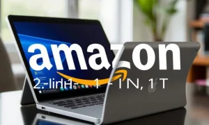 A versatile 2-in-1 laptop and tablet device in an open, bright setting, highlighting its dual functionality for productivity and entertainment.