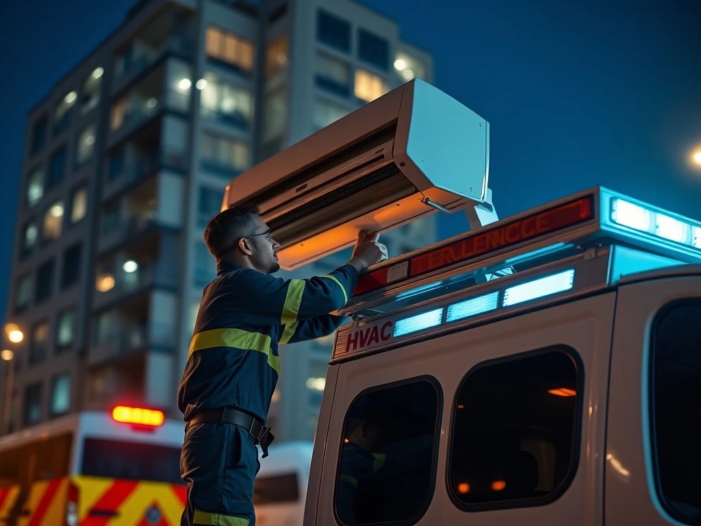 Professional 24 hour aircon service technician performing emergency repair after hours