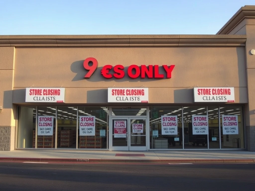 Signs announcing the complete closure of all 99 Cents Only Stores locations, symbolizing a significant shift in the discount retail landscape.