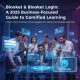 A group of business professionals engaging with a futuristic holographic display featuring a Blooket login interface, data charts, and learning icons, illustrating a guide to gamified learning for businesses.