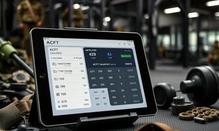 ACFT Calculator displaying soldier fitness scores and training metrics for Army Combat Fitness Test preparation