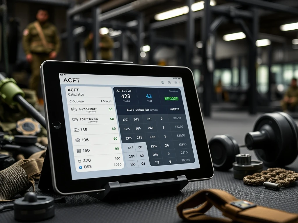 ACFT Calculator displaying soldier fitness scores and training metrics for Army Combat Fitness Test preparation