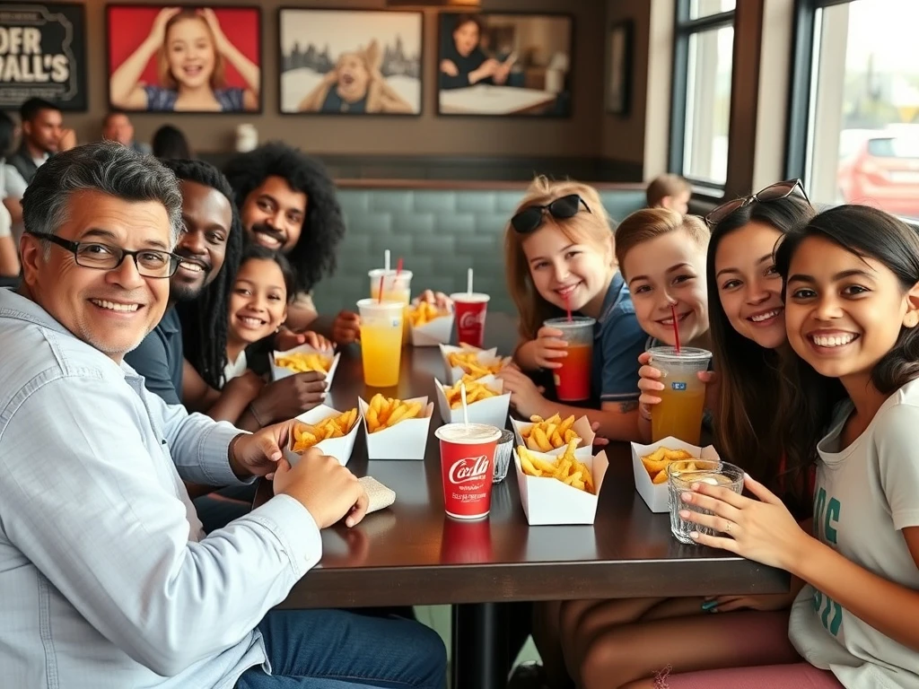 Adults enjoying kids meals for economical dining and perfect portion sizes