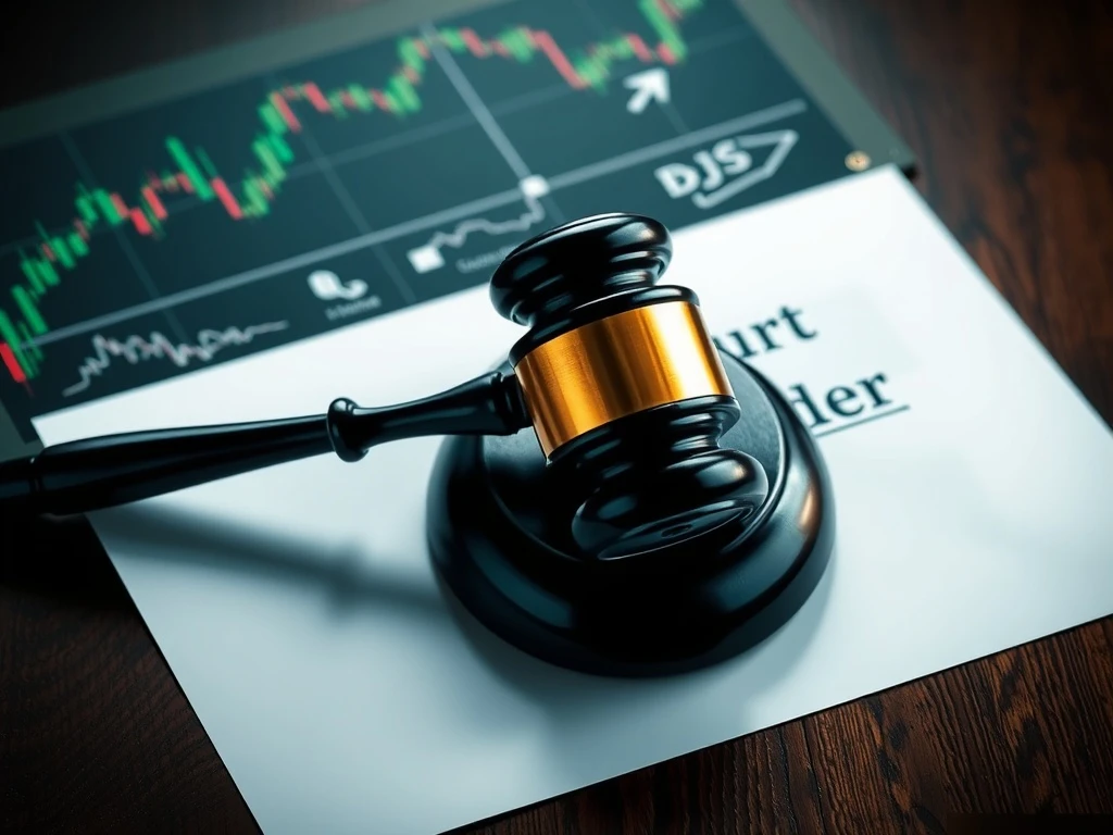 A gavel striking a court document, symbolizing a significant legal order impacting AGAE stock news and Allied Gaming & Entertainment's annual meeting.
