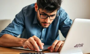 A 32-year-old person actively planning their aggressive 401k saving strategy to accelerate retirement growth.