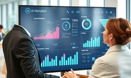 AI B2B lead generation dashboard showing real-time prospect analytics and conversion metrics