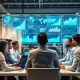 AI business growth transformation showing data analytics and team collaboration for enterprise success