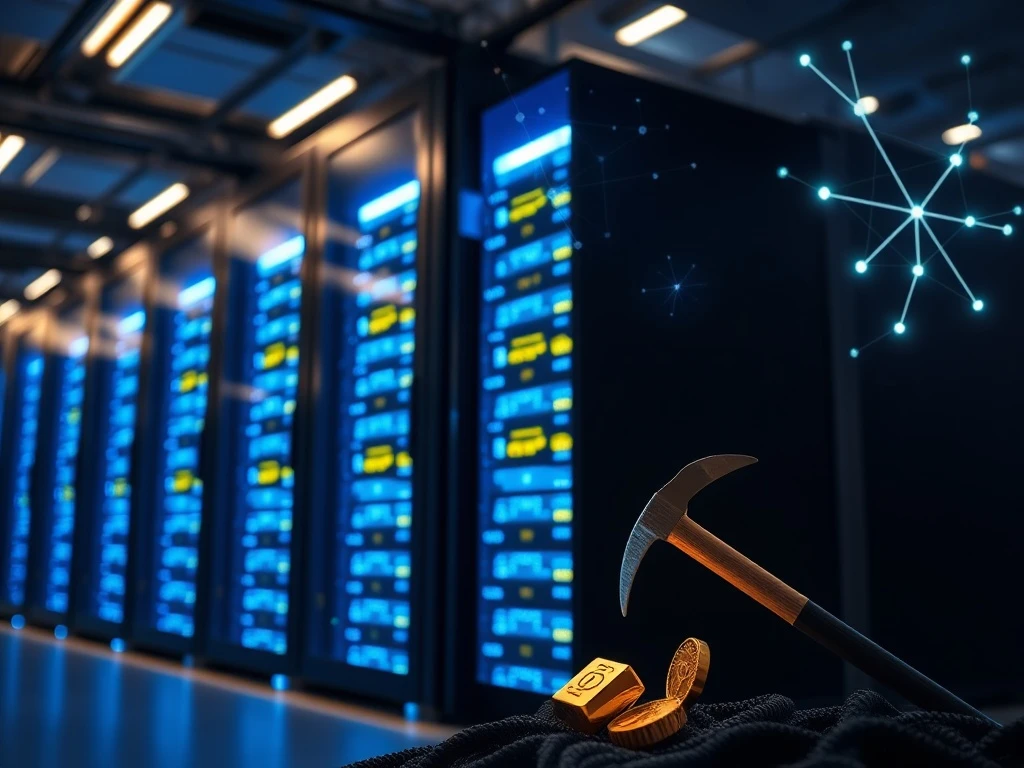 A visual metaphor depicting the critical role of AI compute infrastructure as the underlying wealth, contrasting with speculative digital assets.