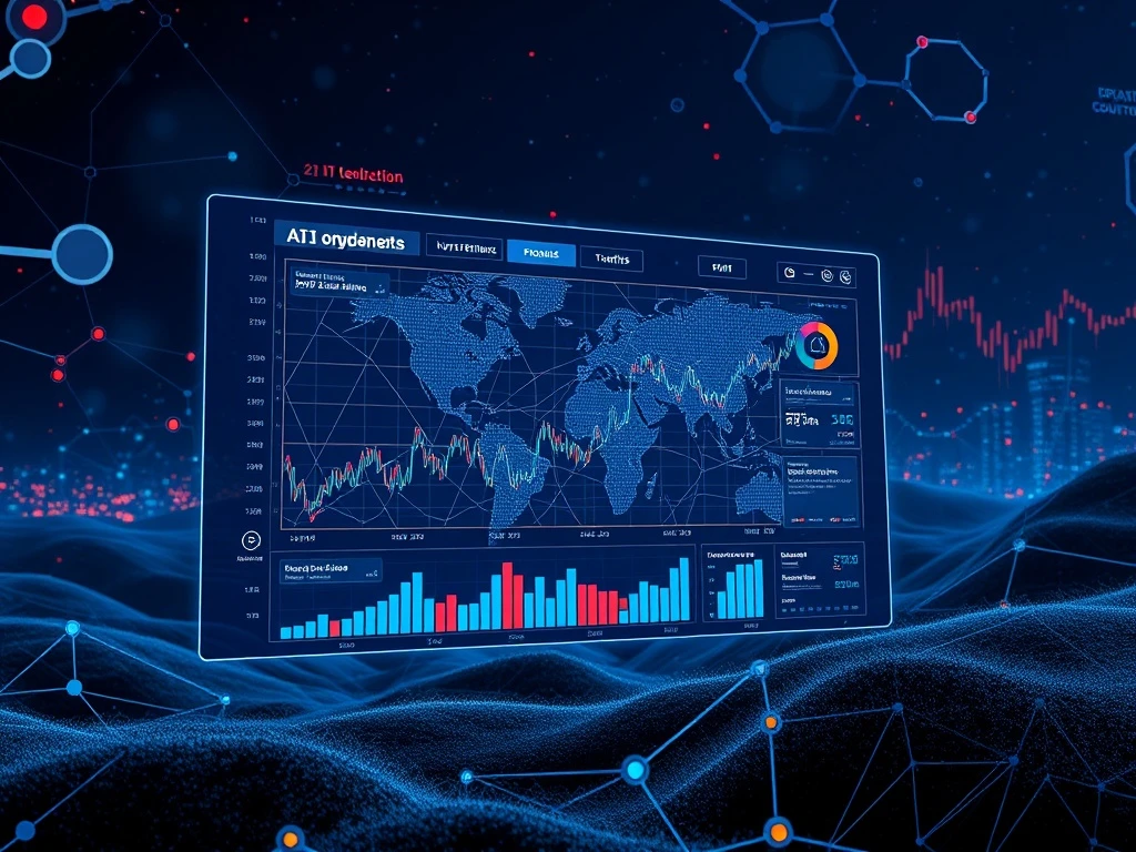 A digital display showing graphs and data, representing the analysis of AI crypto tokens and their market potential.