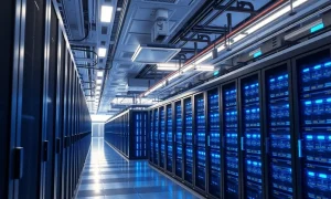 A vast AI datacenter facility, symbolizing Galaxy Digital's significant expansion into artificial intelligence infrastructure.
