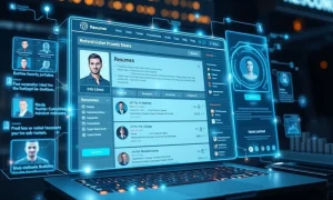 An AI in recruitment interface visually connecting candidates with job opportunities, symbolizing the future of smart job boards.