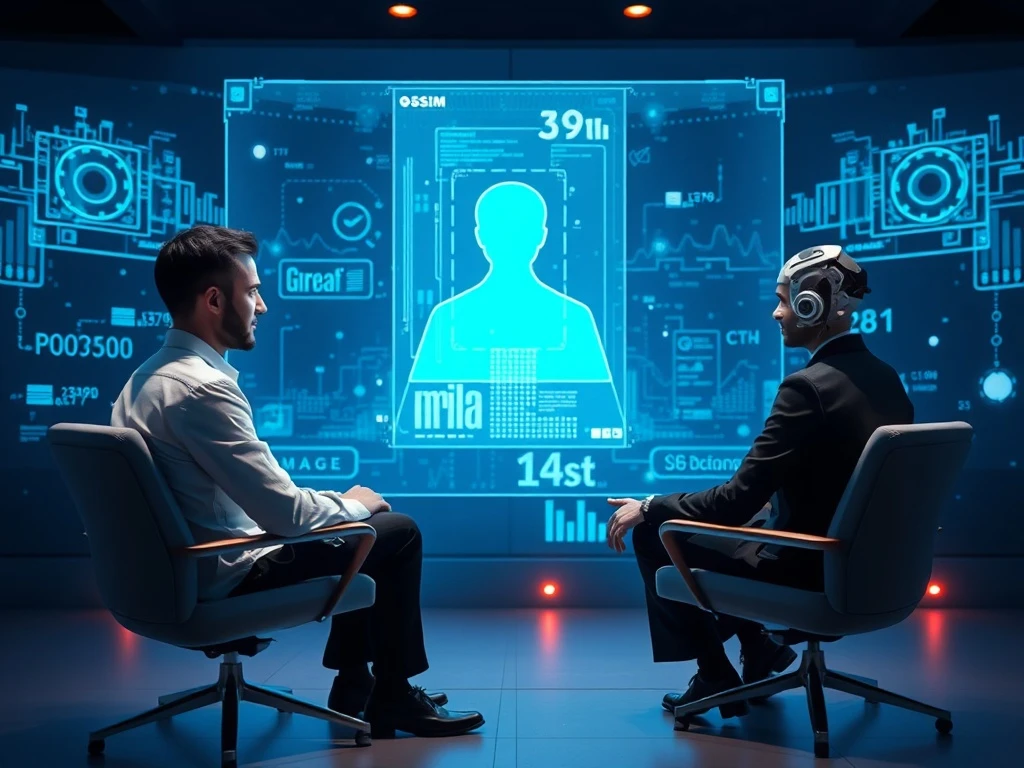 A digital representation of AI Interviewers assisting candidates in modern job interviews, symbolizing career preparation and technological advancement.