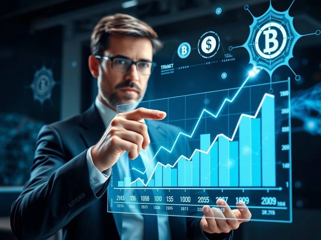 Veteran analyst presenting staggering AI spending prediction with growth charts and investment data visualization