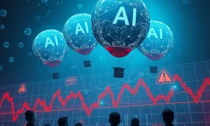 Warning signs of AI stock bubble with inflated technology valuations and investor psychology