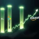 Four prominent AI stocks, represented by glowing pillars, collectively supporting the broader stock market, illustrating their significant influence and unprecedented market gains.