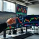 AI trading signals analysis on stock market dashboard with human oversight