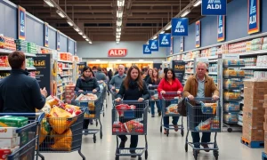 Aldi fastest-growing supermarket with American shoppers during busy shopping hours