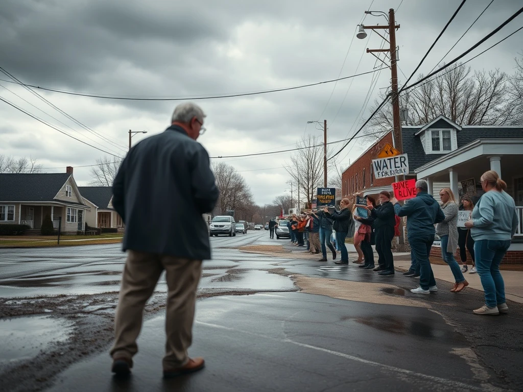 Depicts the profound impact of the Alexandria Indiana water crisis, symbolizing community betrayal and health concerns.