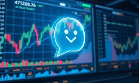 A digital interface illustrating how ChatGPT helps analyze data to predict altcoin pumps, showing charts and crypto symbols.