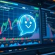 A digital interface illustrating how ChatGPT helps analyze data to predict altcoin pumps, showing charts and crypto symbols.