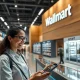 A customer experiences a seamless Amazon customer solution, effortlessly managing returns with advanced technology, symbolizing a new era in retail convenience.
