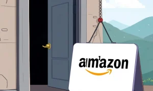 A digital sign indicating 'Service Discontinued' to represent the Amazon Free Service shutdown after 14 years.