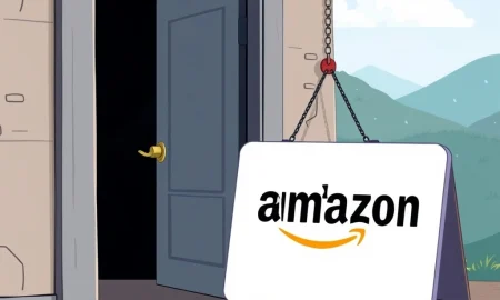 A digital sign indicating 'Service Discontinued' to represent the Amazon Free Service shutdown after 14 years.
