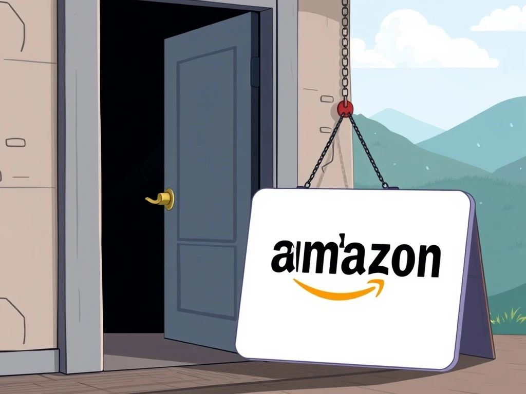 A digital sign indicating 'Service Discontinued' to represent the Amazon Free Service shutdown after 14 years.