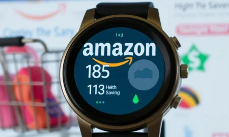 An affordable Amazon smartwatch displaying smart features, symbolizing incredible value and a significant tech deal for shoppers.