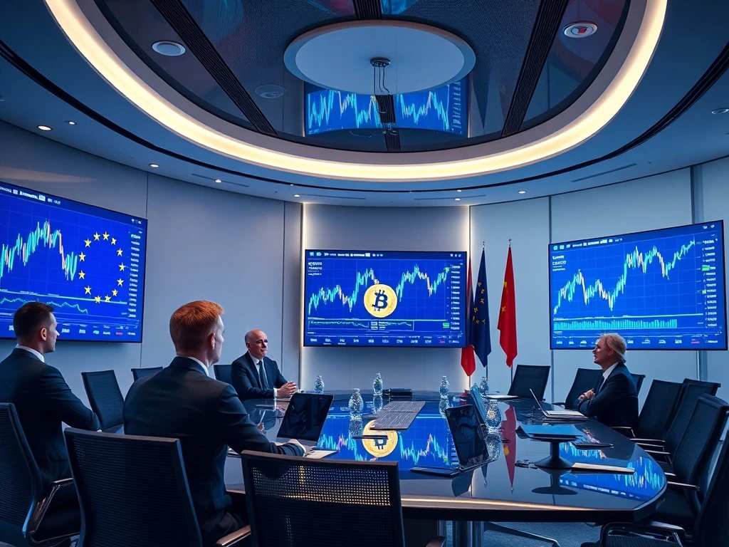 Corporate Bitcoin treasury strategy meeting with digital asset charts