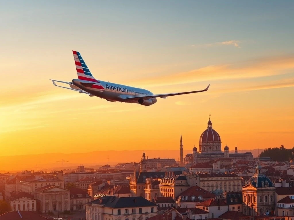 An American Airlines plane on a runway, symbolizing the launch of new American Airlines European flights and expanded travel opportunities.