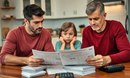 American family struggling with overwhelming credit card debt and financial stress