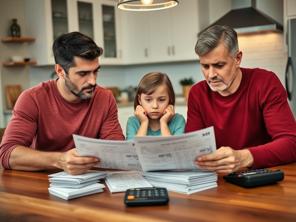 American family struggling with overwhelming credit card debt and financial stress