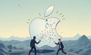 Elon Musk's criticism of Apple's AI bias allegations, symbolizing a major tech industry dispute.
