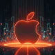 Apple's declining AI leadership shown through fading neural networks behind their logo