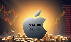 Apple stock buyback strategy visually represented, showing capital returning to the company and its positive market impact.
