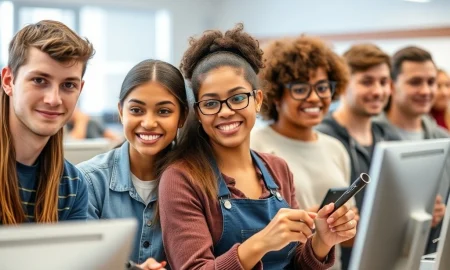 Young people actively participating in an **apprenticeship guarantee** program, learning practical skills to boost their future employment prospects.