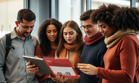 Consumers analyzing declining labor market trends and employment data charts