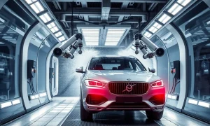 Modern automated car wash systems cleaning vehicle with advanced technology