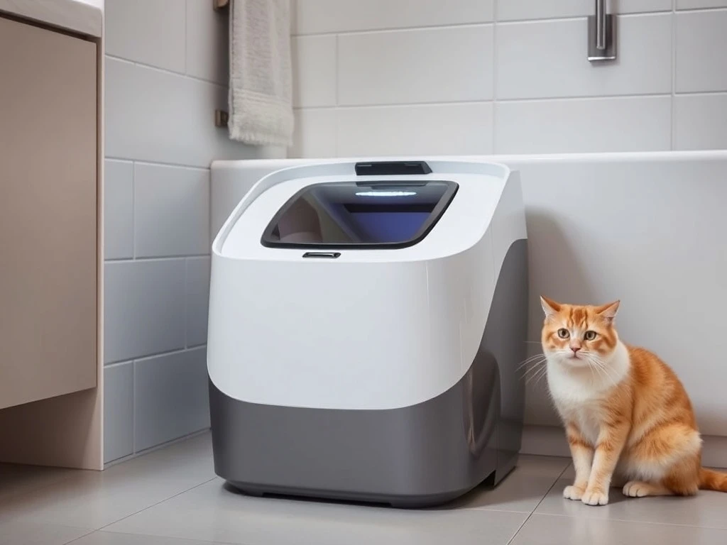 Well-maintained automatic litter box providing clean and convenient solution for cat owners