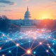 Avalanche blockchain network processing government economic data with growing transaction volume visualization
