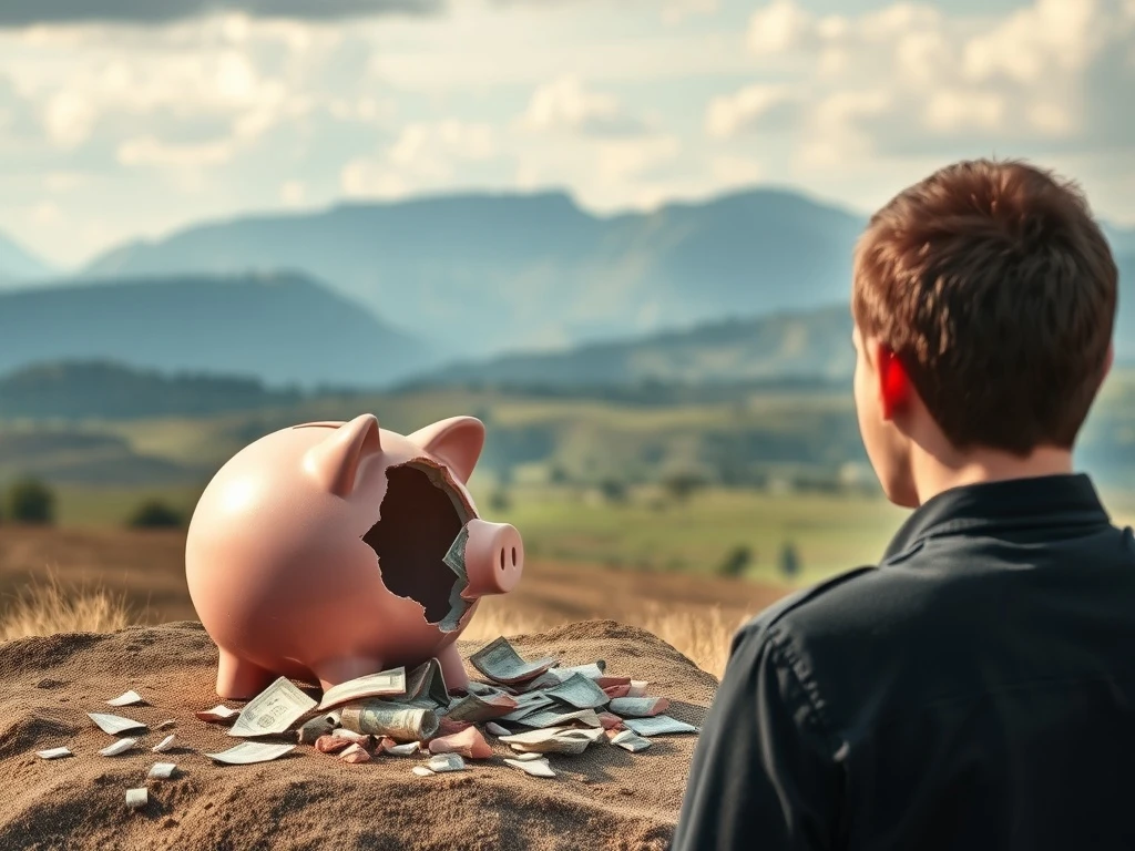 An image depicting the aftermath of poor financial decisions, with a focus on learning from financial mistakes to build a stronger future.