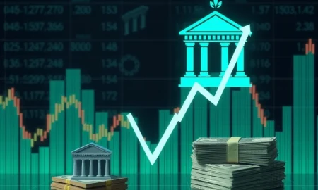 Chart showing a decline in bank stocks amidst economic challenges, highlighting investment risks.