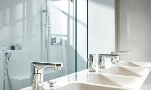 Elegant modern bathroom featuring top-tier bathroom faucets, showcasing the blend of style and function for an upgraded space.