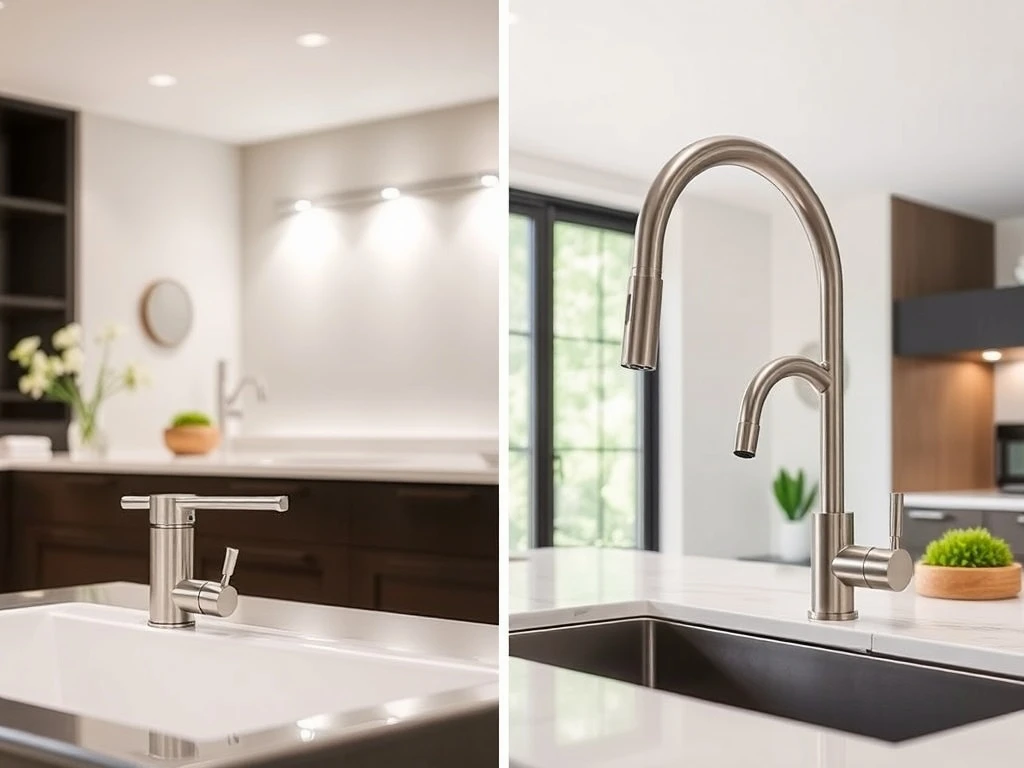 A modern bathroom vanity with a gleaming bathroom sink faucet, symbolizing smart home upgrades and efficient design.