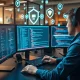 Cybersecurity career professional monitoring network security systems and digital protection protocols