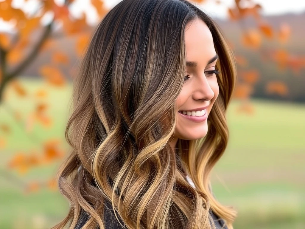 A woman confidently showcases voluminous, natural-looking Best Clip-In Hair Extensions UK, perfect for an autumn transformation.