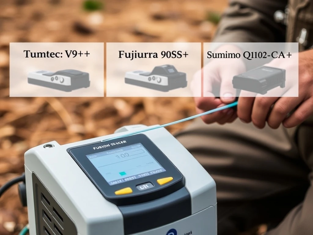 An advanced fusion splicer expertly joining fiber optic cables, representing the critical choice of the best fusion splicer for telecom professionals.
