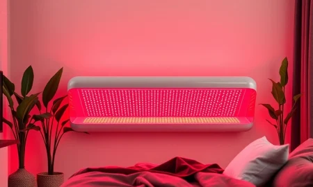 Modern red light therapy panel for home wellness treatment and recovery